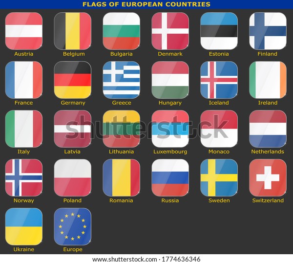 Set Flags European Countries 25 Flags Stock Vector Royalty Free 1774636346