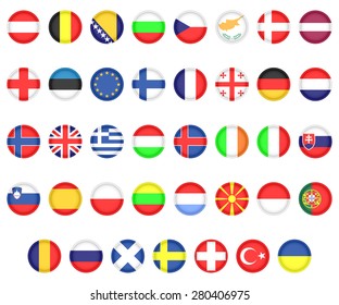 Set of Flags of European Countries. Icons Flags on a White Background.