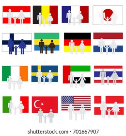 A set of flags. Family and flags.