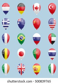 set of flags in the form of balloons