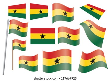 Ghana Vector Flags Set 5 Wavy Stock Vector (Royalty Free) 523275232