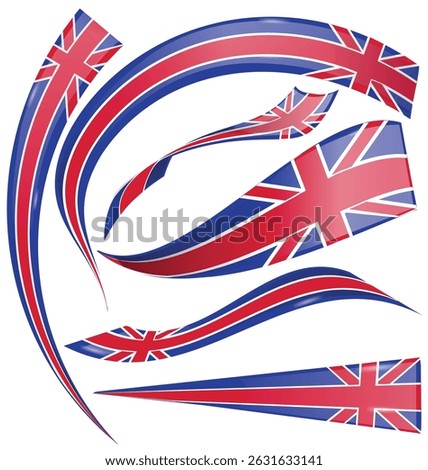 set of flags of great britain in different shapes, vector illustration