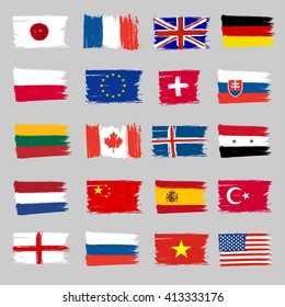 Set Of Flags - Grunge