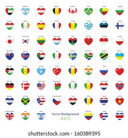 Set of flags heart. Vector design 