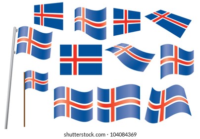 set of flags of Iceland vector illustration