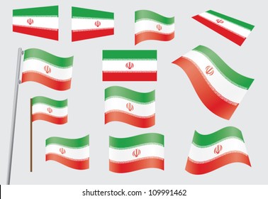 set of flags of Iran vector illustration