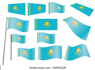 set of flags of Kazakhstan vector illustration