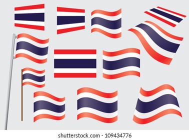 conjunto de banderas del Reino de Tailandia ilustración vectorial
