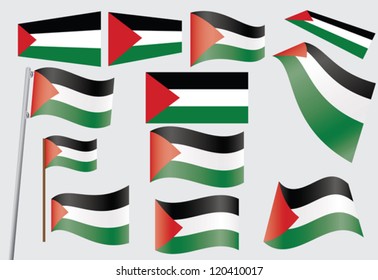 set of flags of Palestine vector illustration