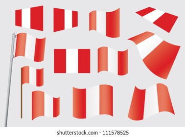 set of flags of Peru vector illustration