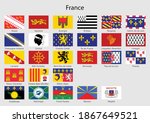 Set Flags of the province of France, All French regions flag collection