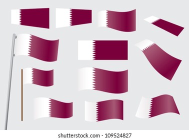 set of flags of Qatar vector illustration