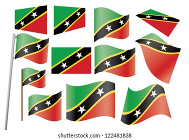 set of flags of Saint Kitts and Nevis