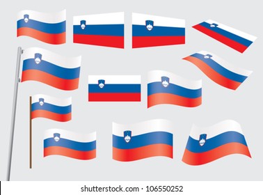 set of flags of Slovenia vector illustration