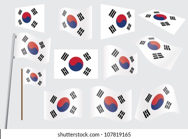 set of flags of South Korea vector illustration
