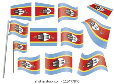 set of flags of Swaziland vector illustration
