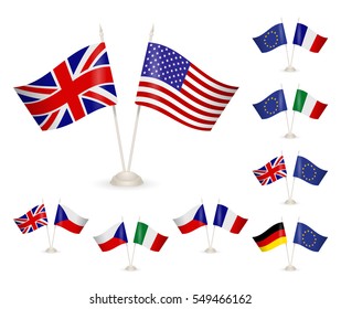 SET flags. Symbolizing the cooperation between the two countries. flag icons vector. 