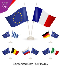 SET flags. Symbolizing the cooperation between the two countries. flag icons vector. 