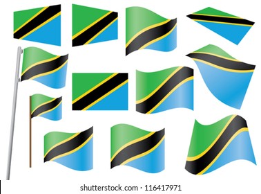 set of flags of Tanzania vector illustration