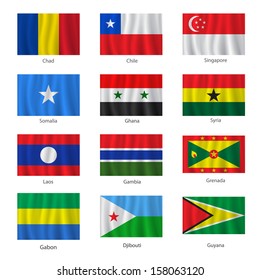Set of flags with titles on the white background