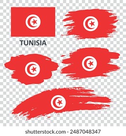 Satz von Fahnen von Tunesien. Die Flagge Tunesiens wird mit einem Pinsel gemalt. Flagge im Grunge-Stil.