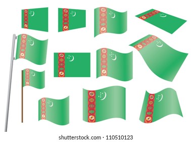 set of flags of Turkmenistan vector illustration