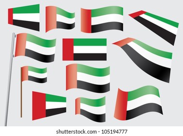 set of flags of the United Arab Emirates vector illustration