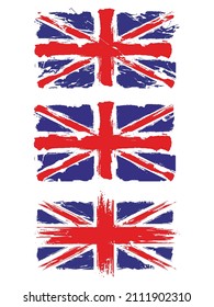 Set of flags of United United Kingdom with brush stroke or paint on white background vector illustration.