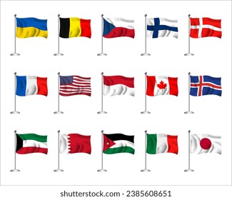 Set of Flags world badge emblem