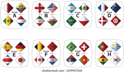 Set of flags world football championship 
