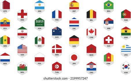 Set of flags world football championship 