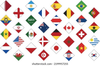 Set of flags world football championship 