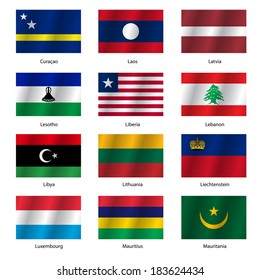 Set  Flags of world sovereign states. Vector illustration. Set number 9. Exact colors. Easy changes.