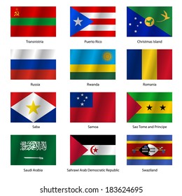 Set  Flags of world sovereign states. Vector illustration. Set number 13. Exact colors. Easy changes.