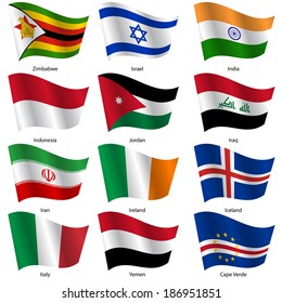 Set  Flags of world sovereign states. Vector illustration. Set number 6. Exact colors. Easy changes.