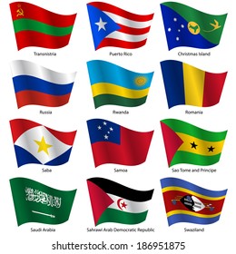 Set  Flags of world sovereign states. Vector illustration. Set number 13. Exact colors. Easy changes.