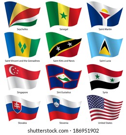 Set  Flags of world sovereign states. Vector illustration. Set number 14. Exact colors. Easy changes.