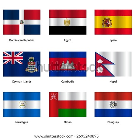 Set Flags of world sovereign states on a white background Exact colors. Easy changes.