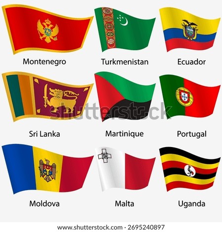 Set Flags of world sovereign states on a white background Exact colors. Easy changes.