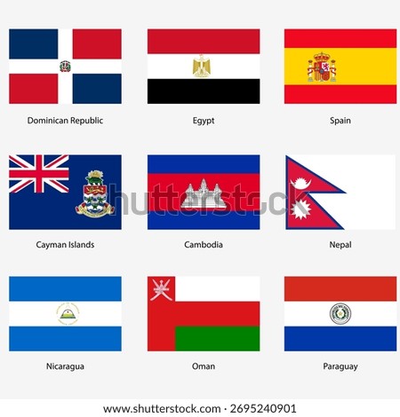 Set Flags of world sovereign states on a white background Exact colors. Easy changes.
