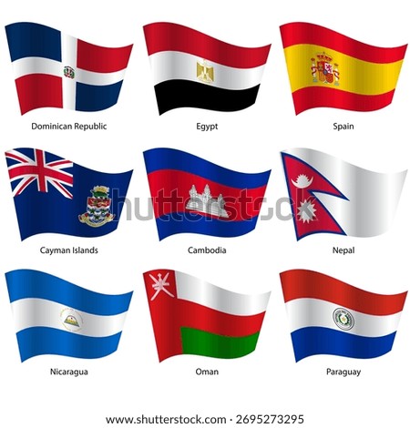 Set Flags of world sovereign states on a white background Exact colors. Easy changes.