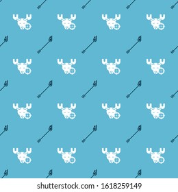 Set Flame arrow and Hunt on moose with crosshairs on seamless pattern. Vector