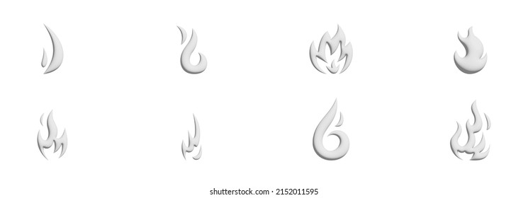 Set of flame icon in 3d style. Warming sign user interface. Vector illustration