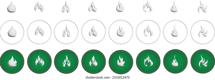 Set of flame icon in 3d style. Warming sign user interface. Vector illustration