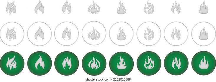 Set of flame icon in 3d style. Warming sign user interface. Vector illustration