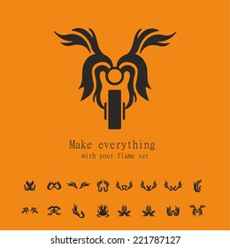 Set of flame icons