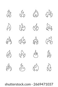 set of flame icons, fire