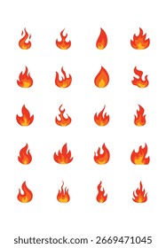 Conjunto de iconos de llama, fuego