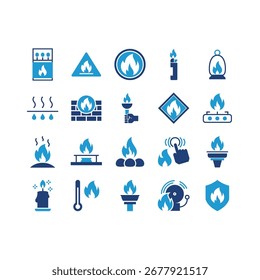 set of flame icons, fire