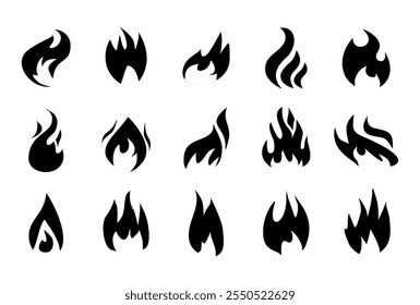 set of flame icons, illustration of fire flame in flat style, fire or flame vector editable stroke